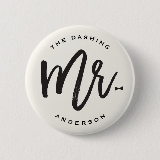 Brush Script Bow Krawatte Wedding Bachelor Party Button (Vorderseite)