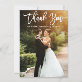 Brush Script Bride Groom Wedding Foto Dankeskarte (Vorderseite)