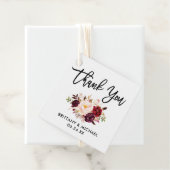 Brush Script Burgundy Floral Wedding Vielen Dank Geschenkanhänger (Beispiel)