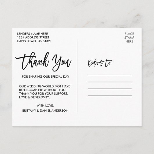 Brush Script Celestial Wedding Floral Moon Danke Postkarte (Rückseite)