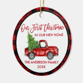 Brush Script Erste Weihnachten Neue Zuhause Truck Keramik Ornament (Links)