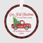 Brush Script Erste Weihnachten Neue Zuhause Truck Ornament (Vorderseite)