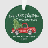 Brush Script Erste Weihnachten New Zuhause Truck G Ornament (Vorderseite)