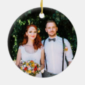 Brush Script Erste Weihnachts Red Truck FOTO Back Keramik Ornament (Hinten)