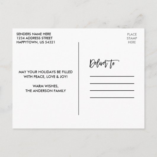 Brush Script Erste Weihnachtsfeier Neue Zuhause Tr Postkarte (Rückseite)