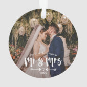 Brush Script Erster Weihnachtsmann Foto Ornament (Rückseite)