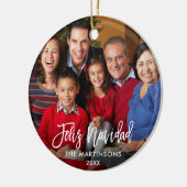 Brush Script Feliz Navidad Foto Red Back Keramik Ornament (Links)