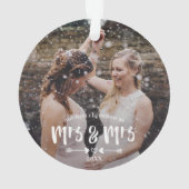 Brush Script First Christmas Frau Foto Ornament (Rückseite)