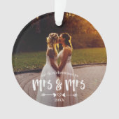 Brush Script First Christmas Frau Foto Ornament (Vorderseite)