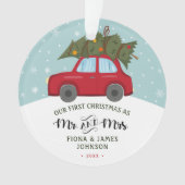 Brush Script First Christmas Red Car Ornament (Vorderseite)