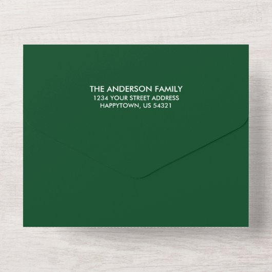 Brush Script Foto Grün in einer Weihnachtskarte All In One Einladung (Rückseite)