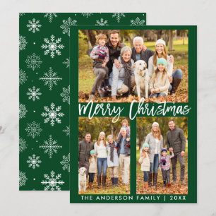 Brush Script Foto Grün Weihnachtskarte SB Einladung