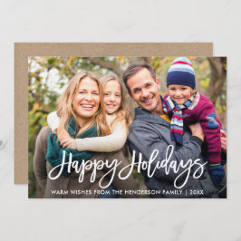 Brush Script Foto Happy Holidays Card Kraft Einladung