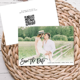 Brush Script Foto Minimalist Horizontal  Save The Date