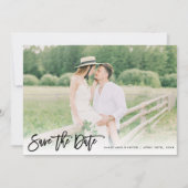 Brush Script-Foto Minimalistisch Horizontal Save The Date (Vorderseite)