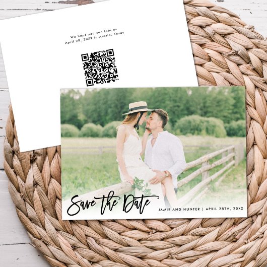 Brush Script-Foto Minimalistisch Horizontal Save The Date