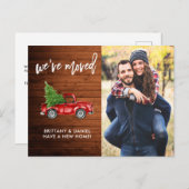 Brush Script Foto Rustikale Adresse ändern Red Tru Postkarte (Vorne/Hinten)