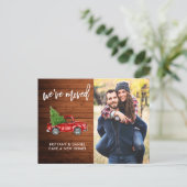 Brush Script Foto Rustikale Adresse ändern Red Tru Postkarte (Stehend Vorderseite)