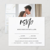 Brush Script Foto Wedding RSVP (Vorne/Hinten)