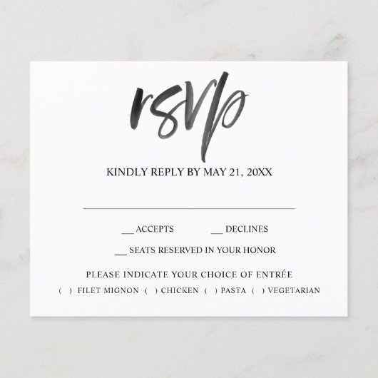 Brush Script Foto Wedding RSVP (Vorderseite)