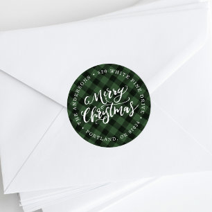 Brush Script Frohe Feiertage Rücksendeadressetiket Runder Aufkleber
