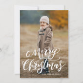 Brush Script Frohe Weihnachten Grün Kariert 3 Foto (Vorderseite)