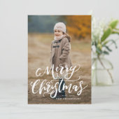 Brush Script Frohe Weihnachten Rot Kariert 3 Foto (Stehend Vorderseite)