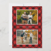 Brush Script Frohe Weihnachten Rot Kariert 3 Foto (Rückseite)