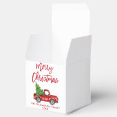 Brush Script Frohe Weihnachten Vintager Red Truck Geschenkschachtel (Geöffnet)