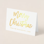 Brush Script Frohe Weihnachts-Foto Gold Folienkarte (Vorderseite)