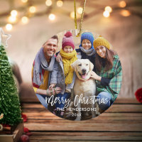 Brush Script Frohe Weihnachts-Foto Red Back