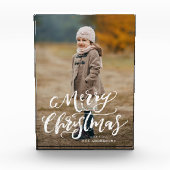 Brush Script Frohe | Weihnachts-Fotoblock Fotoblock (Vorderseite)