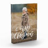 Brush Script Frohe | Weihnachts-Fotoblock Fotoblock (Links)
