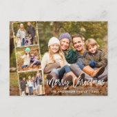 Brush Script Frohe Weihnachtsfamilie 4 Foto Postkarte (Vorderseite)