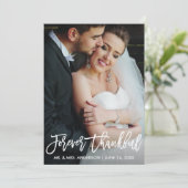 Brush Script für immer Ein dankbares Hochzeitsstip Dankeskarte (Stehend Vorderseite)