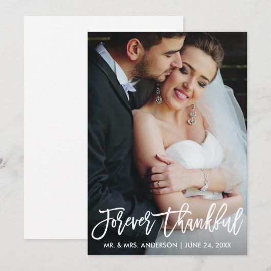 Brush Script für immer Ein dankbares Hochzeitsstip Dankeskarte (Vorne/Hinten)