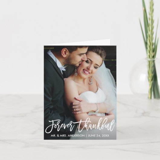 Brush Script für immer Ein dankbares Hochzeitstil Dankeskarte (Vorderseite)