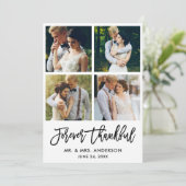 Brush Script für immer Glückliche Hochzeit 4 Foto Dankeskarte (Stehend Vorderseite)