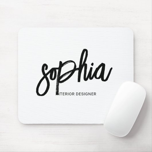Brush Script Girly White Mousepad (Mit Mouse)