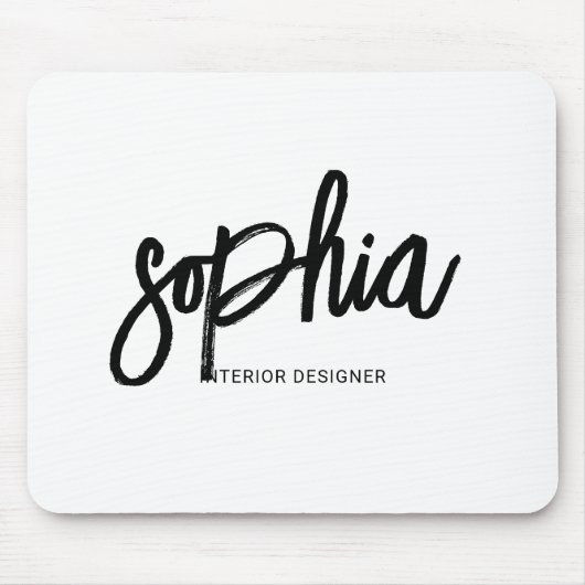 Brush Script Girly White Mousepad (Vorne)