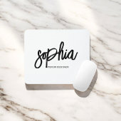 Brush Script Girly White Mousepad