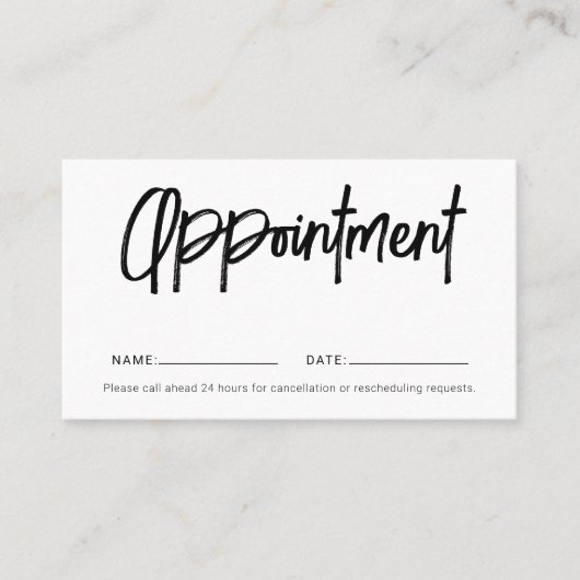 Brush Script Girly White Terminkarte (Vorderseite)