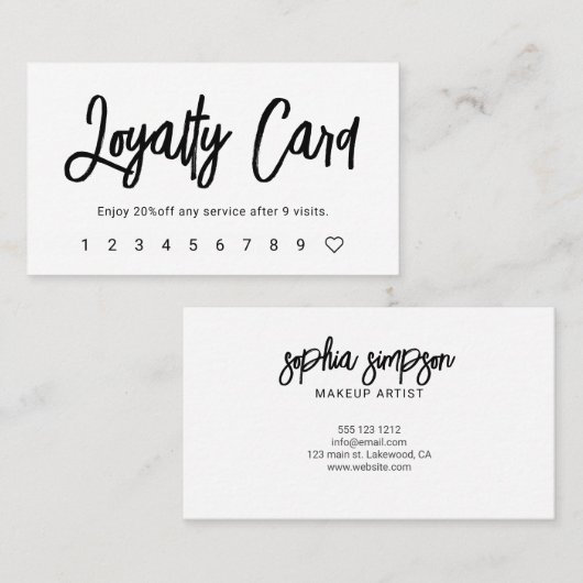 Brush Script Girly White Treuekarte (Vorne/Hinten)