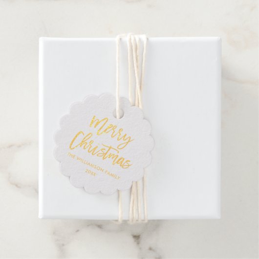 Brush Script Gold Foil Frohe Weihnachten Geschenkanhänger (Mit Box)
