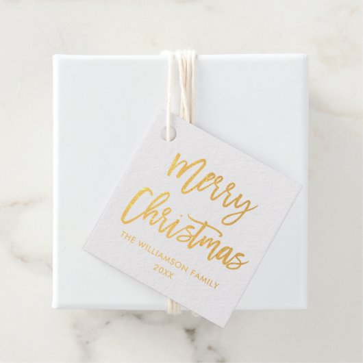 Brush Script Gold Foil Frohe Weihnachten Platz Geschenkanhänger (Mit Box)
