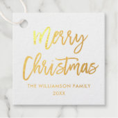 Brush Script Gold Foil Frohe Weihnachten Platz Geschenkanhänger (Vorderseite)