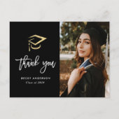 Brush-Script goldcap Abschluss vielen Dank Postkarte (Vorderseite)