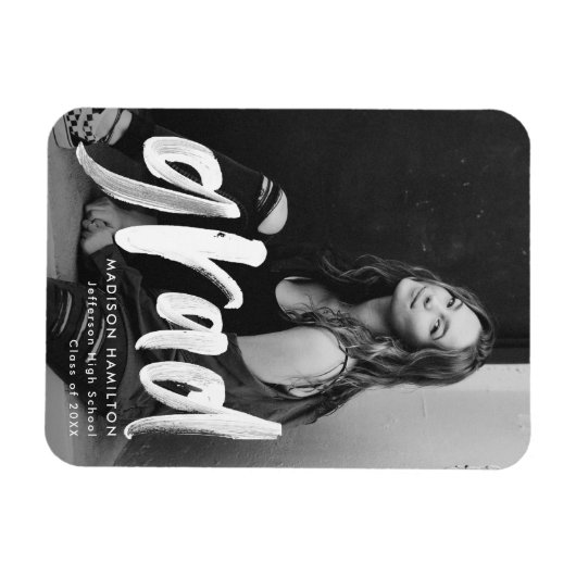 Brush Script Grad Foto Abschluss Magnet (Horizontal)