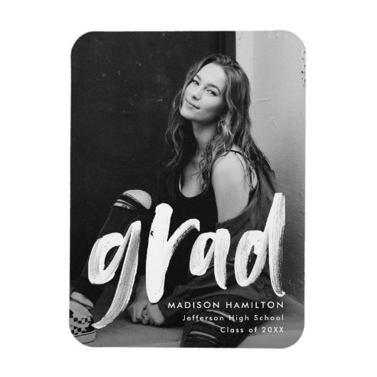 Brush Script Grad Foto Abschluss Magnet (Vertikal)