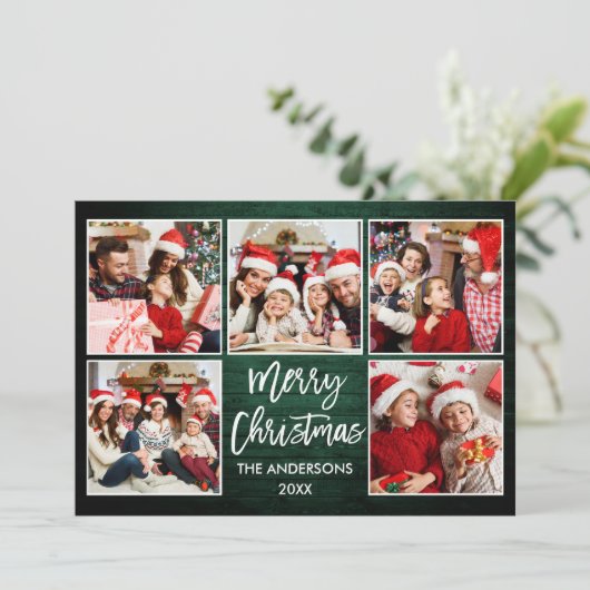 Brush Script Green Wohnen Weihnachten 5 Foto (Stehend Vorderseite)